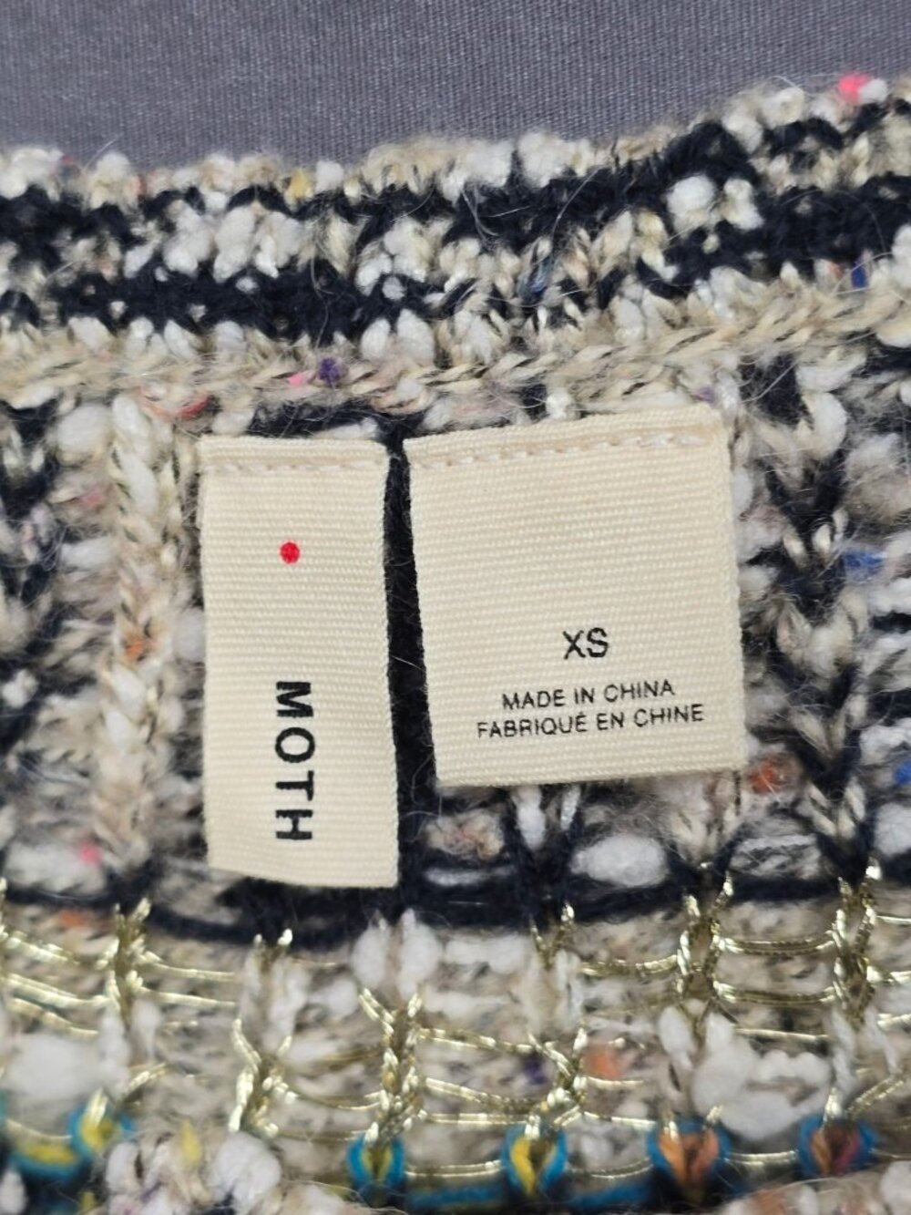Anthropologie Moth XS Sweater Geometric Knit Open Side - Picture 2 of 4